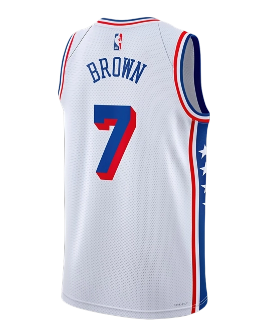 Джерси Джейлена Брауна Philadelphia 76ers Association Edition, вид сзади