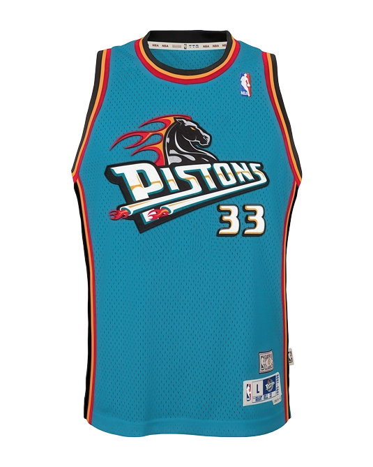 Джерси Гранта Хилла Detroit Pistons Hardwood Classics, вид спереди