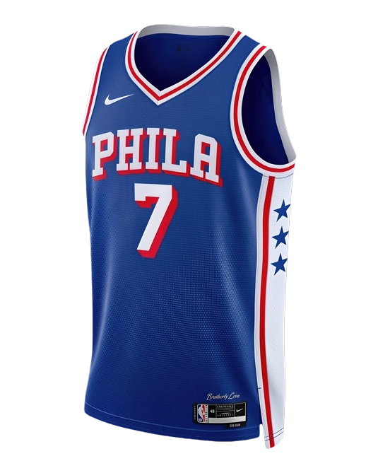 Джерси Джейлена Брауна Philadelphia 76ers Icon Edition, вид спереди