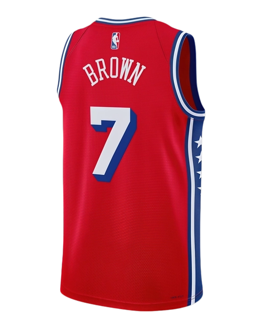 Джерси Джейлена Брауна Philadelphia 76ers Statement Edition, вид сзади